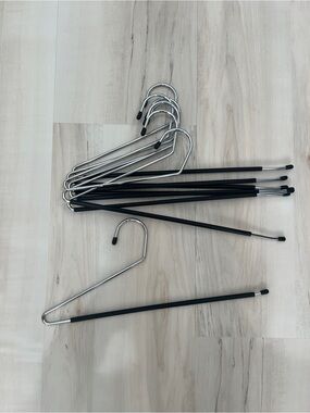 Slim Metal and Black Rubber Pants Hangers - Set